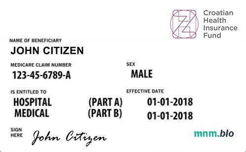 Chorwacja karta ubezpieczenia zdrowotnego edytowalny szablon